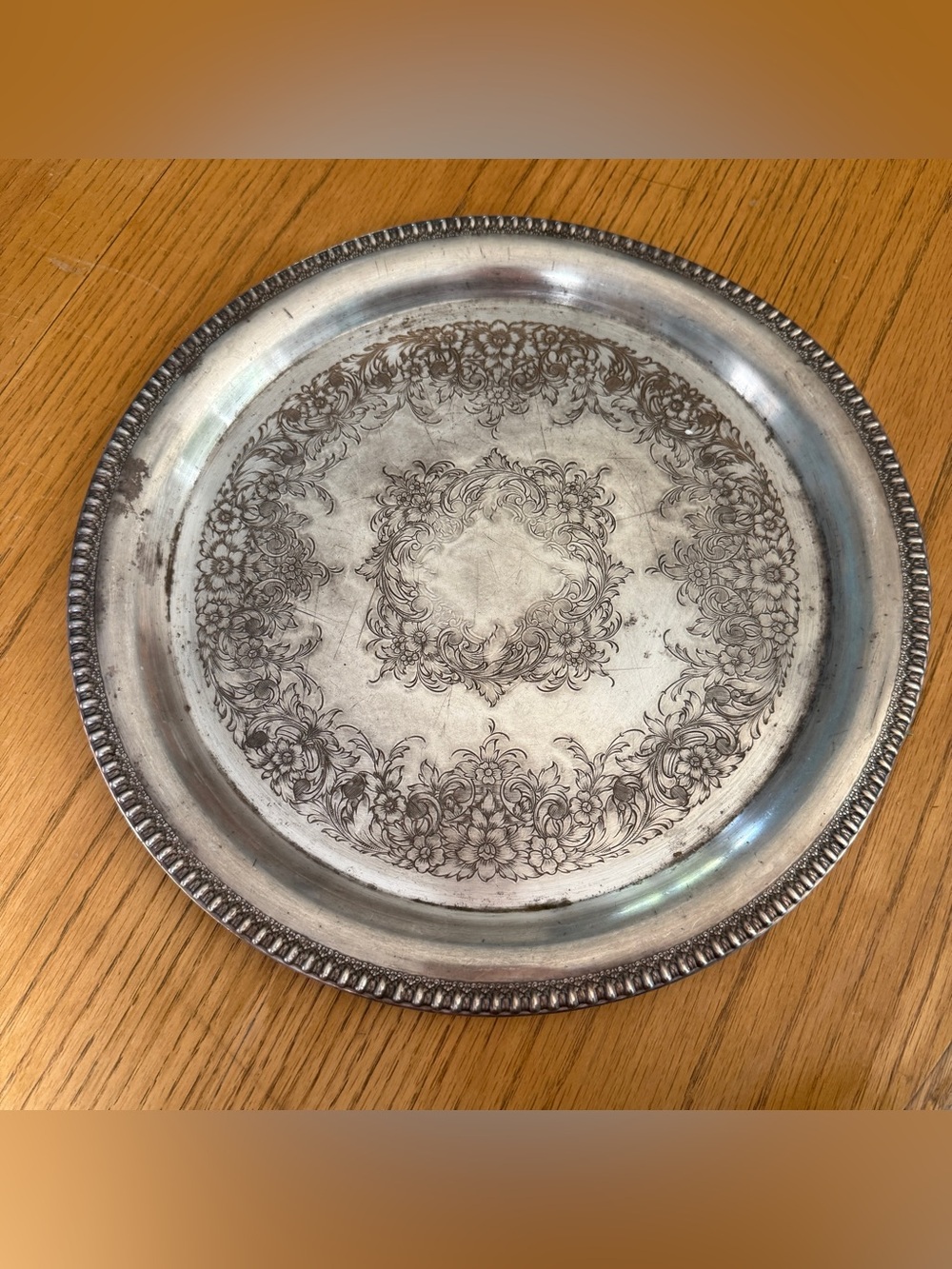 Vintage Webster Wilcox International Silver Brandon Hall 7572 Round Serving Tray
